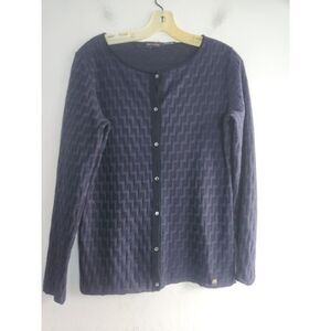 Paul & Shark Dark Blue Virgin Wool Made in Italy Cardigan Knit Sweater Medium